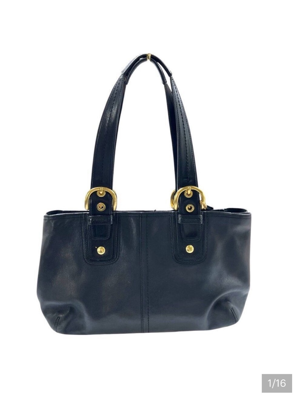 Vintage Coach Zip Top Double Handle Soho Satchel Black Leather F11844